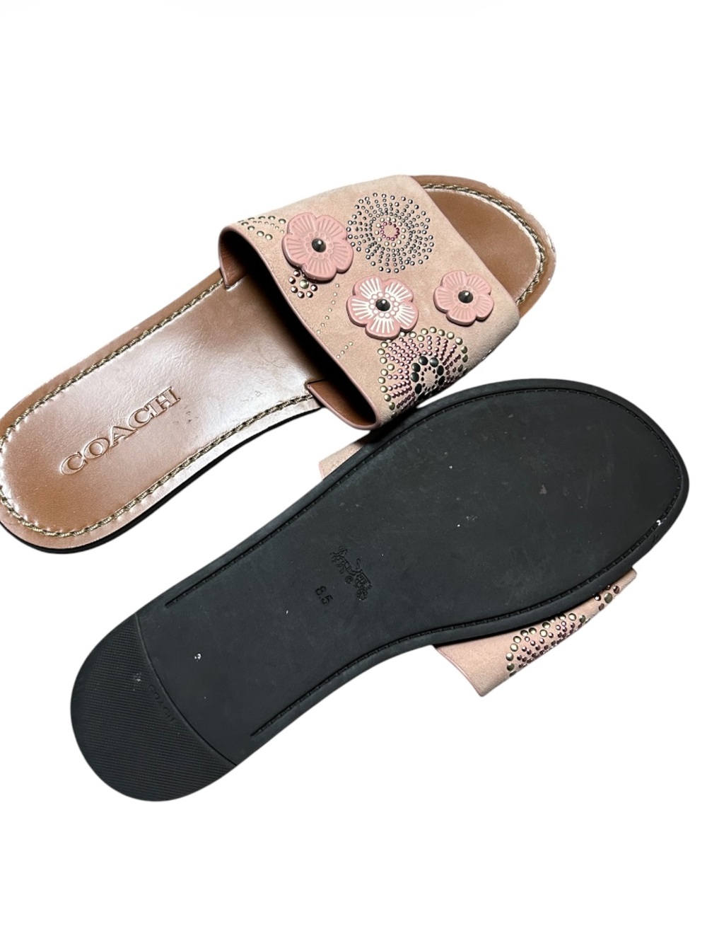 Coach Slide With Tea Rose Rivets In Light Pink Size 8.5 - Picture 5 of 5